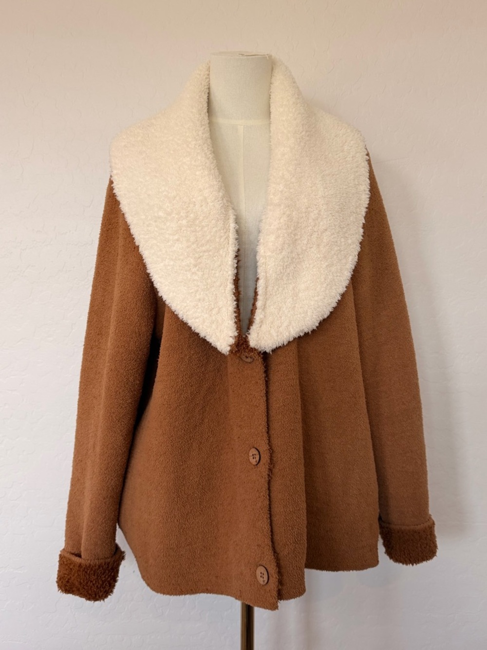 Barefoot Dreams CozyChic Shearling Cardigan Jacket size xl